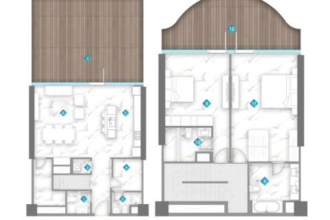 Leilighet til salgs i Al Marjan Island, Ras Al Khaimah, Emiratene 1 soverom, 47 kvm Nr. 689968 - Foto 13