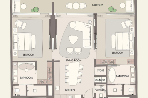Apartman u Al Marjan Island, Ras Al Khaimah, UAE 1 spavaća soba, 98 m2 Br. 690062 - fotografija 5