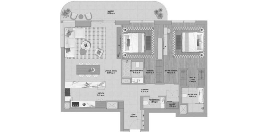 Apartament në The Beach House Fahid në Al Fahid, Abu Dhabi, Emiratet e Bashkuara Arabe 2 dhoma gjumi, 137 m2. № 695859
