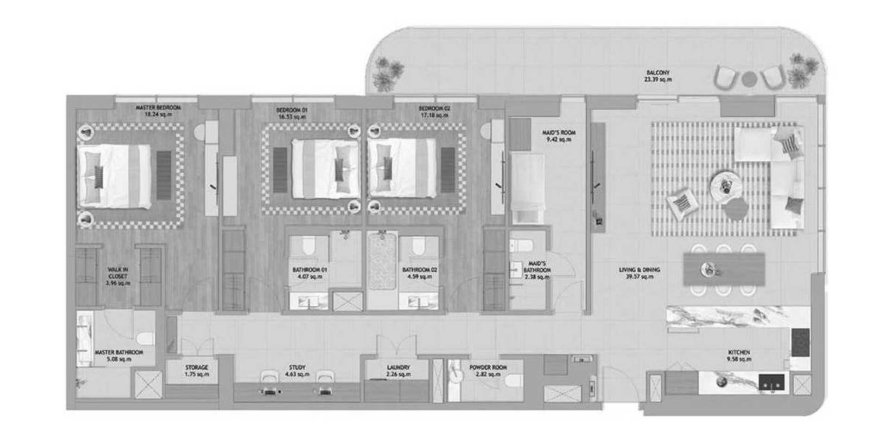 Leilighet i Al Fahid, Abu Dhabi, Emiratene 3 soverom, 251 kvm nr. 695862