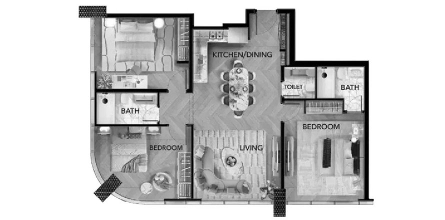 آپارتمان در Al Reem Island، Abu Dhabi ، امارات متحده عربی 3 خوابه ، 109.63 متر مربع.  شماره 704095