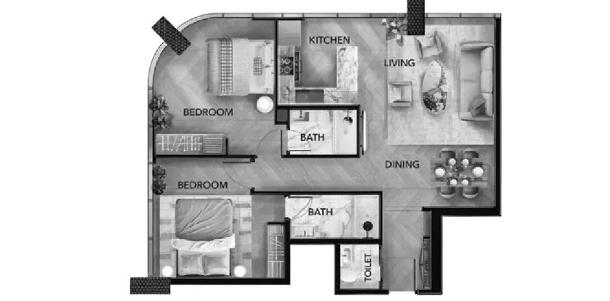آپارتمان در Al Reem Island، Abu Dhabi ، امارات متحده عربی 2 خوابه ، 86.49 متر مربع.  شماره 704094