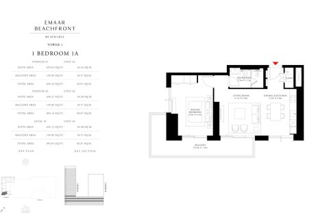 Apartament na sprzedaż w Dubai Harbour, Dubai, ZEA 1 sypialnia, 70 mkw., nr 704921 - zdjęcie 8