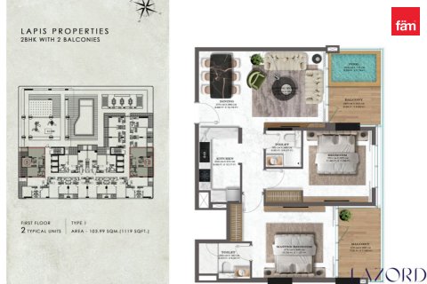Apartment in Majan, Dubai, UAE 2 bedrooms, 104 sq.m. № 597920 - photo 7