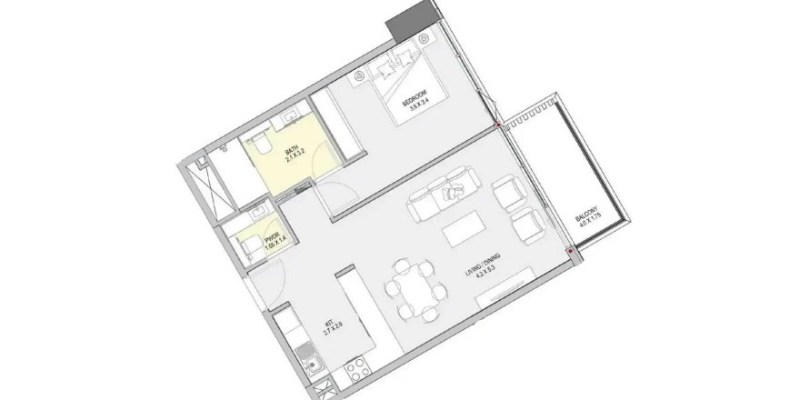 Apartmen di Winslow by IGO di Nadd Al Sheba, Dubai, UAE 1 bilik tidur, 70.05 meter persegi № 715014