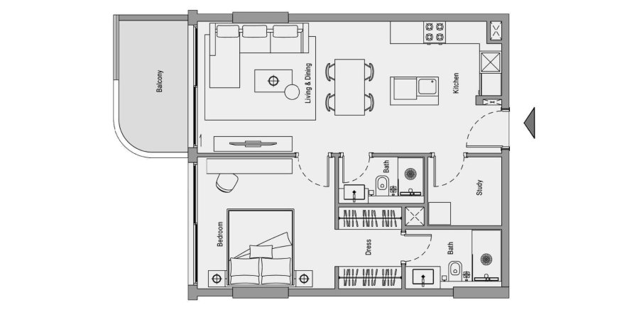 Apartament w Jumeirah Village Circle, Dubai, ZEA 1 sypialnia, 76.83 mkw. nr 711854