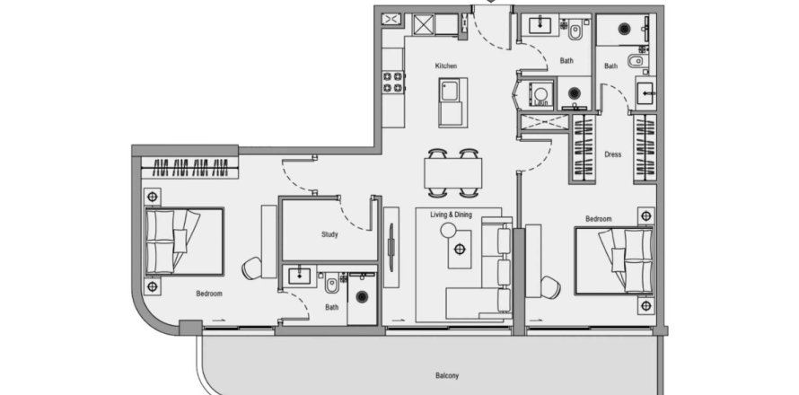 Apartament w Jumeirah Village Circle, Dubai, ZEA 2 sypialnie, 126.81 mkw. nr 711858