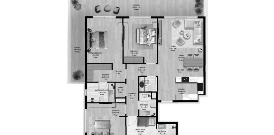 Lakás a Manchester City Yas Residences lakóparkban itt: Abu Dhabi, EAE, 3 hálószoba, 175 m², azonosító: 694777