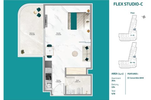 Maritime City, Dubai, BAE’de satılık daire 1 oda, 38 m&sup2; No 704423 - fotoğraf 14