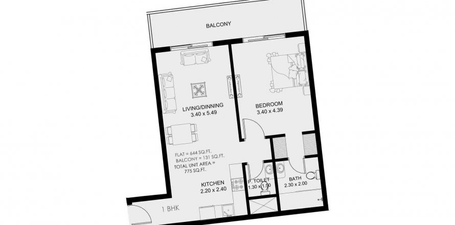 Apartament në Dubai South në Dubai South (Dubai World Central), Emiratet e Bashkuara Arabe 1 dhomë gjumi, 72 m2. № 564909