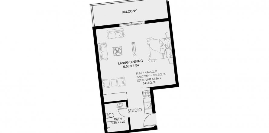 Byt v Dubai South v Dubai South (Dubai World Central), SAE 50.91 m² Č.: 564907