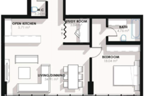 Пәтер Meydan, Дубай, БАӘ-да 1 жатын бөлме, 84 м² № 704343 - фото 11