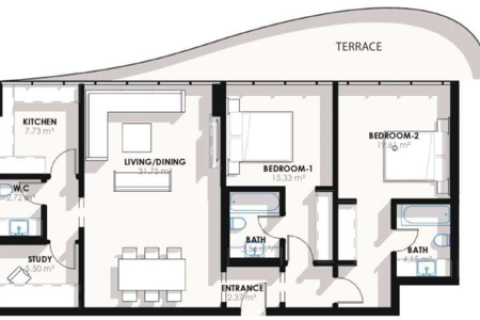 Пәтер Meydan, Дубай, БАӘ-да 1 жатын бөлме, 84 м² № 704343 - фото 12