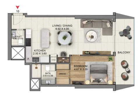Apartman u gradu Jumeirah Islands, Dubai, UAE 1 spavaća soba, 90 m2 Br. 734429 - Slika 10