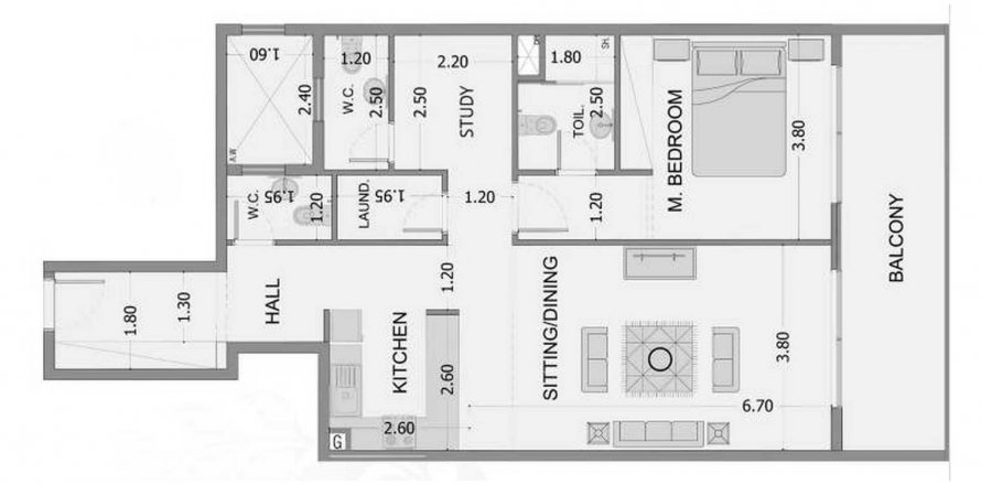Byt v Mayas Sea View v Dubai, SAE 1 ložnice, 104.98 m² Č.: 574684