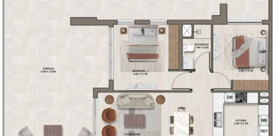 Byt v Ghaff Land Residence v Dubai Studio City, SAE 2 ložnice, 199.93 m² Č.: 539390
