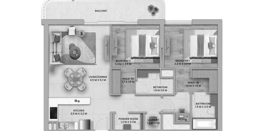 Apartmen di Nouran Living di Saadiyat Island, Abu Dhabi, UAE 2 bilik tidur, 109 meter persegi № 760023