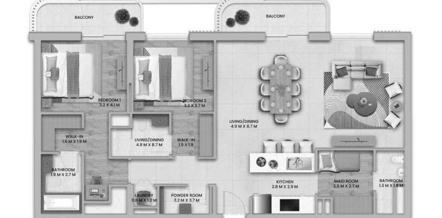 Dzīvoklis Nouran Living  Saadiyat Island, Abu Dhabijā, AAE 2 istabas, 143 m2 Nr. 760024