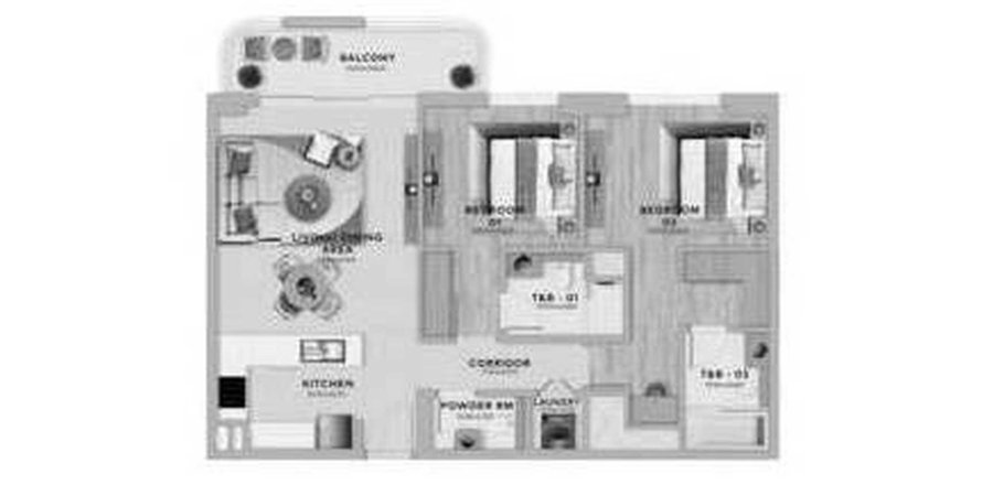 Byt v Yas Living na Yas Island, Abu Dhabi, SAE 2 ložnice, 107 m² Č.: 646188