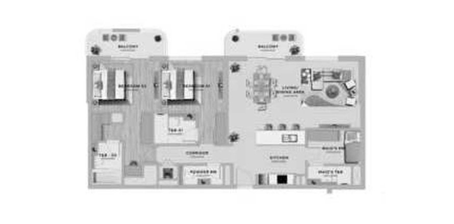 Byt v Yas Living na Yas Island, Abu Dhabi, SAE 2 ložnice, 154 m² Č.: 646189