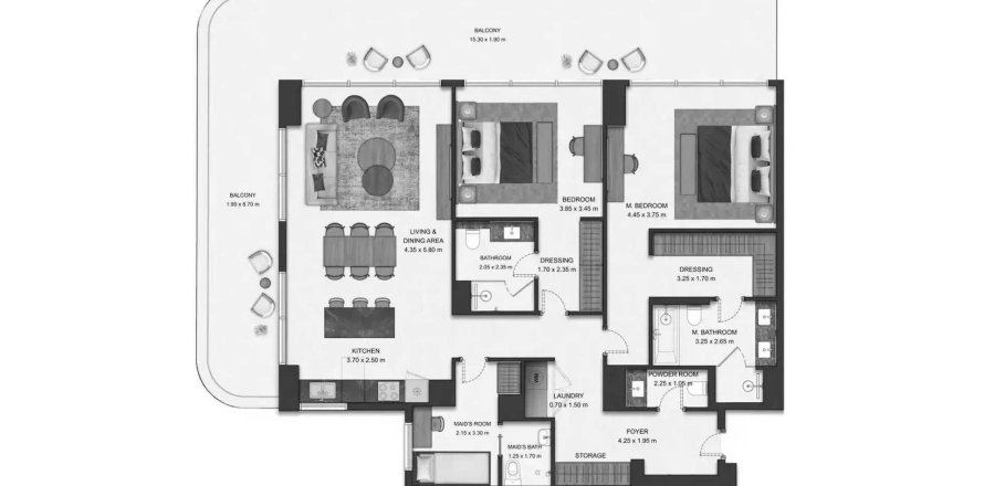 Appartement in Al Reem Island, Abu Dhabi, VAE 2 slaapkamers, 174.75 vr.m. nr 758330