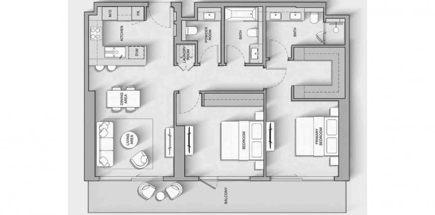 Dubai Silicon Oasis、Dubai、UAEにあるマンション 1ベッドルーム、72.18 m2 No564704