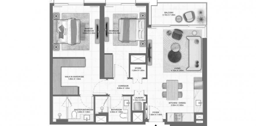Byt v Terra Heights v Dubai, SAE 2 ložnice, 102.94 m² Č.: 567711