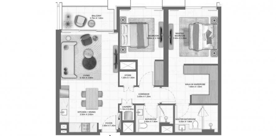 Byt v Terra Heights v Dubai, SAE 2 ložnice, 101.73 m² Č.: 567712