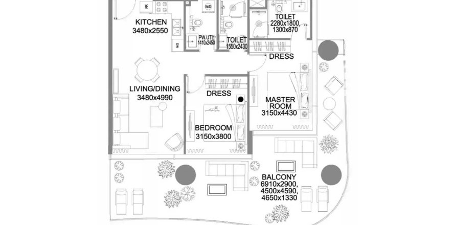 Korter asukohaga The WOW Tower asukohaga Dubai Land, AÜE: 2 magamistoaga, 120.53 m² Nr 705486