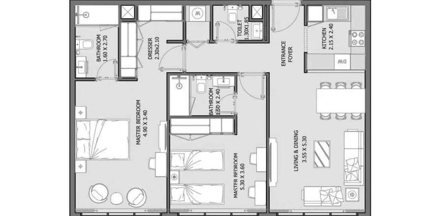 Leilighet i Fujairah, Emiratene 2 soverom, 96.25 kvm nr. 650602