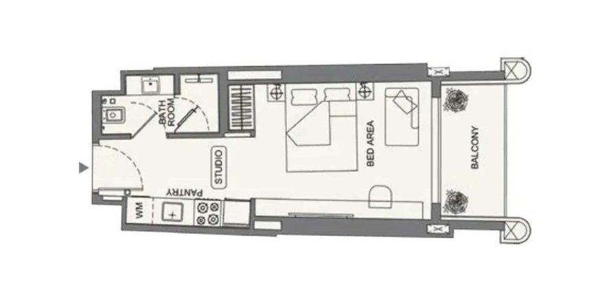 Lakás a Binghatti Wraith lakóparkban itt: Al Jaddaf, Dubai, EAE, 1 szoba, 31.68 m², azonosító: 715956