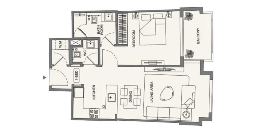 Apartmán v Binghatti Wraith v Al Jaddaf, Dubai, SAE 1 spálňa, 61.87 m2 č. 715957