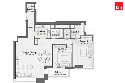 Byt v Business Bay, Dubai, SAE 2 ložnice, 149.2 m² Č.: 544948 - fotografie 15