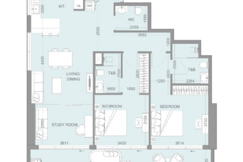 Apartament na sprzedaż w Jumeirah Village Triangle, Dubai, ZEA 1 pokój, 52 mkw., nr 732354 - zdjęcie 9