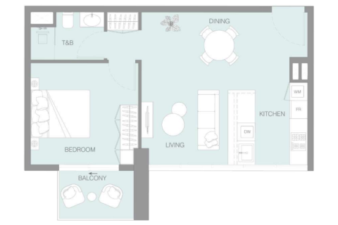Apartament na sprzedaż w Jumeirah Village Triangle, Dubai, ZEA 1 pokój, 52 mkw., nr 732354 - zdjęcie 6