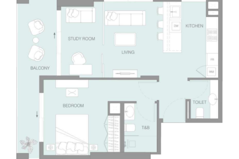 Apartament na sprzedaż w Jumeirah Village Triangle, Dubai, ZEA 1 pokój, 52 mkw., nr 732354 - zdjęcie 7
