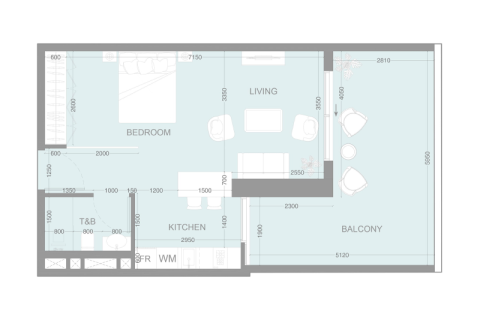 Apartament na sprzedaż w Jumeirah Village Triangle, Dubai, ZEA 1 pokój, 52 mkw., nr 732354 - zdjęcie 5
