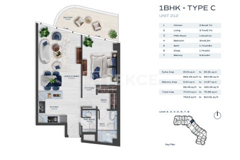 Byt v Al Marjan Island, Ras Al Khaimah, SAE 2 ložnice, 138 m² Č.: 693310 - fotografie 21