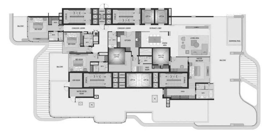 Пентхаус Vitalia Palm Jumeirah Residences, Пальма Джумейра, Дубай, БАӘ-да 4 жатын бөлмелер, 449.09 м² № 714854