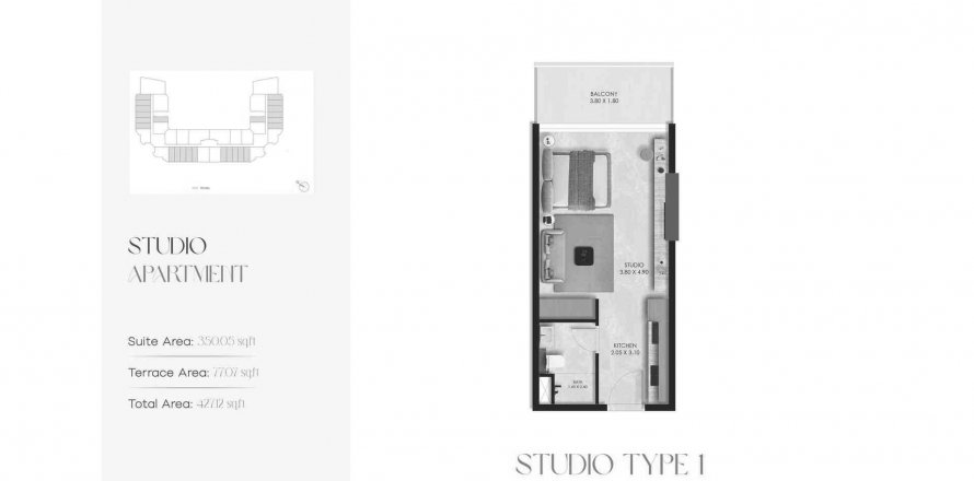 Apartament në Verano në Dubai Studio City, Emiratet e Bashkuara Arabe 39.6 m2. № 575735