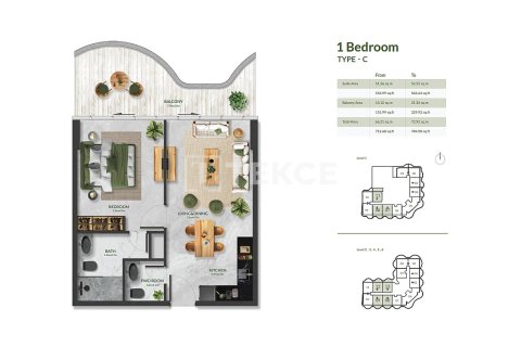 Wohnung zum Verkauf in Al Marjan Island, Ras Al Khaimah, VAE 1 Schlafzimmer, 77 m2 Nr. 693305 - Foto 15