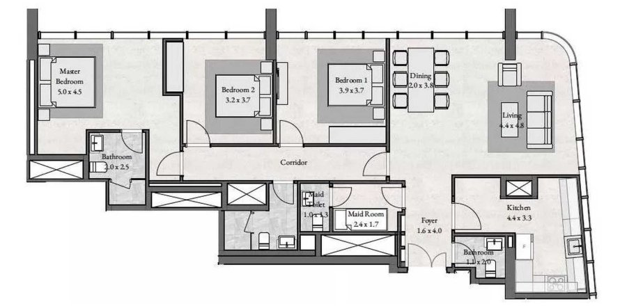 Apartament în Al Reem Island, Abu Dhabi, EAU 3 dormitoare, 148.1 mp.  №758572