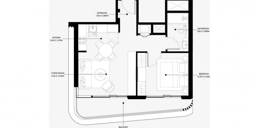 Apartmen di Azizi Sakandar di Jebel Ali, Dubai, UAE 1 bilik tidur, 59.91 meter persegi № 619583