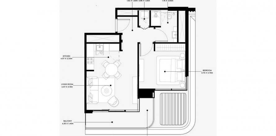 Apartament në Azizi Sakandar në Jebel Ali, Dubai, Emiratet e Bashkuara Arabe 1 dhomë gjumi, 59.85 m2. № 619582