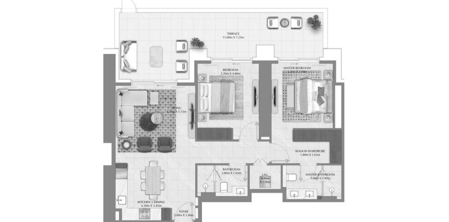 Пәтер Lyvia By Palace, Dubai Creek Harbour (The Lagoons), Дубай, БАӘ-да 2 жатын бөлмелер, 131.79 м² № 645495