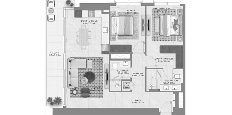 Apartament w Dubai Creek Harbour (The Lagoons), Dubai, ZEA 2 sypialnie, 114.58 mkw. nr 645492