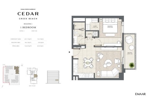 Apartmán v Dubai Creek Harbour (The Lagoons), Dubai, SAE 1 spálňa, 57 m2 č. 704632 - Fotografia 6