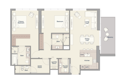 Apartemen di Business Bay, Dubai, UEA 1 ruangan, 51 m2 nomor 689790 - foto 6