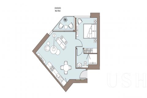 Byt v Maritime City, Dubai, SAE 1 ložnice, 57 m² Č.: 620803 - fotografie 14