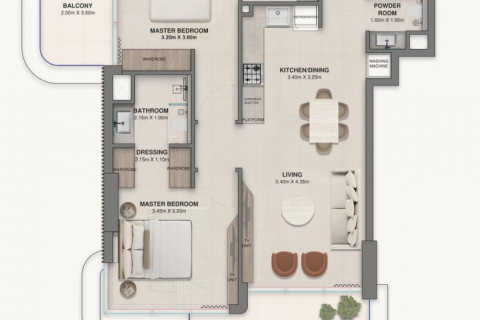 Apartament në Dubai, Emiratet e Bashkuara Arabe 2 dhoma gjumi, 95 m2. № 600997 - Foto 17